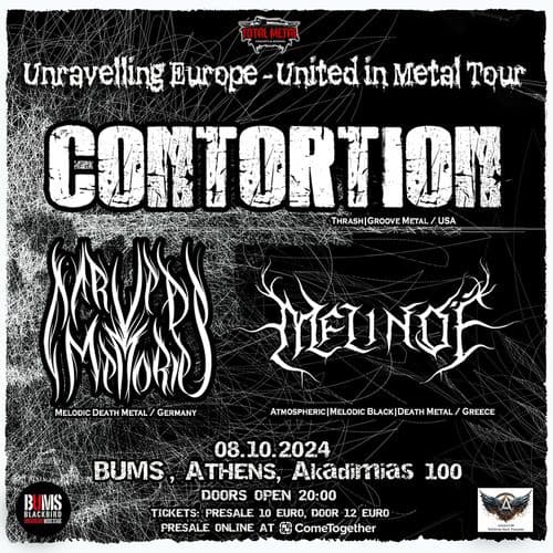 CONTORTION / CARVED MEMORIES / MELINOE live @ BUMS – Τρίτη 8 Οκτωβρίου