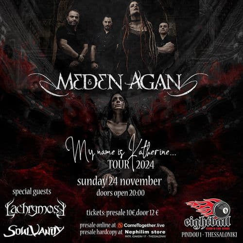 MEDEN AGAN – “My name is Katherine” new album release party @ Eightball – Κυριακή 24 Νοεμβρίου 2024…feat. LACHRYMOSE and SOULVANITY