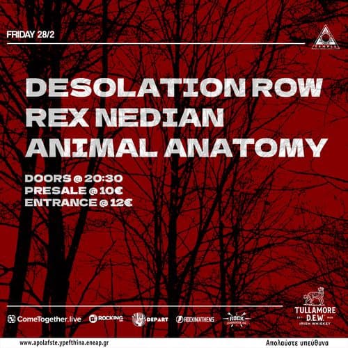 DESOLATION ROW / REX NEDIAN / ANIMAL ANATOMY – live at Temple