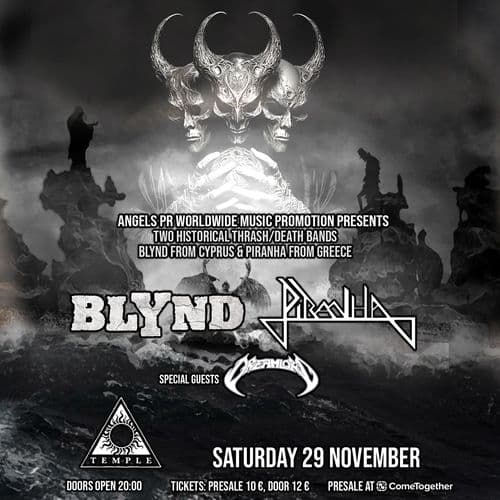 BLYND / PIRANHA / DREAMLORD live @ Temple, Σάββατο 29 Νοεμβρίου