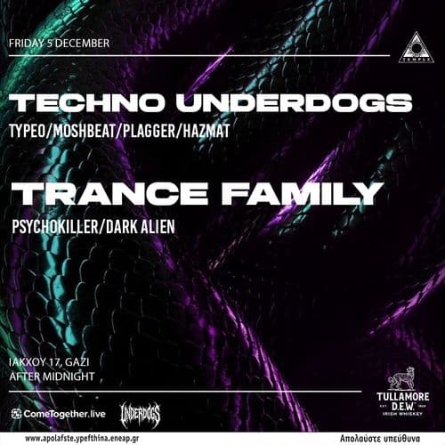 Frid.5/12 Techno Underdogs x Trance Family at Black Temple