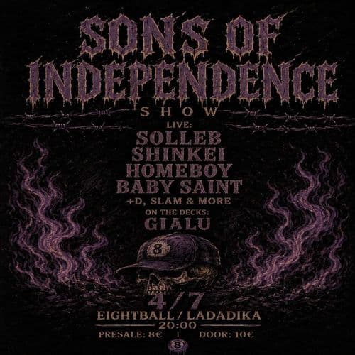 “SONS OF INDEPENDENCE SHOW” LIVE: SOLLEB, SHINKEI, ΗΟΜΕΒΟΥ, BABY SAINT + guests